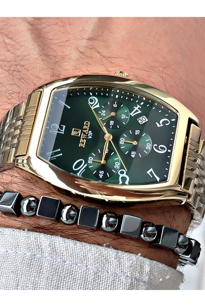 Reward Classic Men's Wristwatch and Gift Bracelet with Gold Color Function