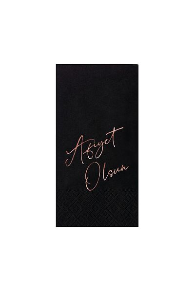 Story Rose Gold Black Patterned Paper Napkin - 33x33 cm, 16 pieces, 1/8 Fold
