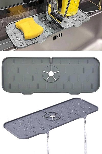 PULCA SHOP Black Water Holder Faucet Mat Protective Faucet Sink Dish Sponge Mat For Kitchen Bathroom