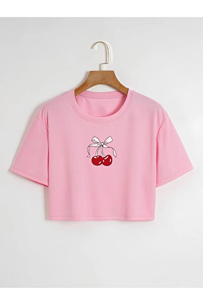 DAXİS Sportwear Company Дамска изрязана тениска с кръгло деколте и щампа с че...