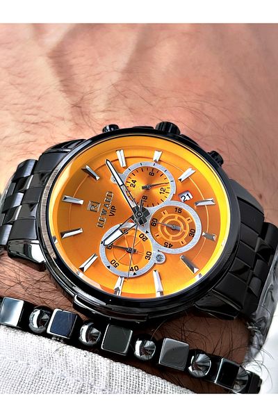 Reward Men's Sports Watch - Black, Steel Band, Bracelet Gift - Functional Design