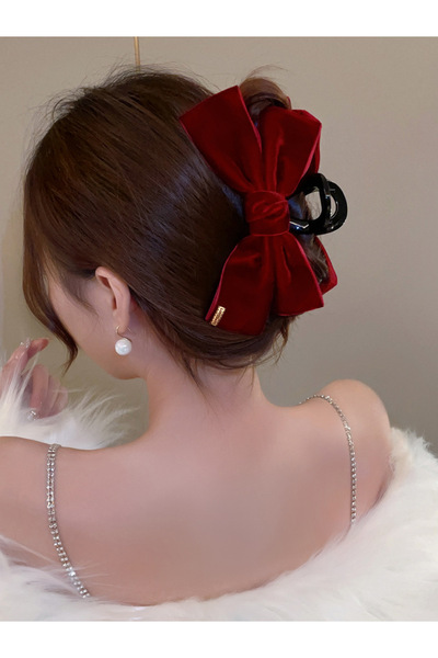 GÜLPEŞE Kadife  Fiyonklu Mandal Toka Topuz Tokası GLPŞ-9412