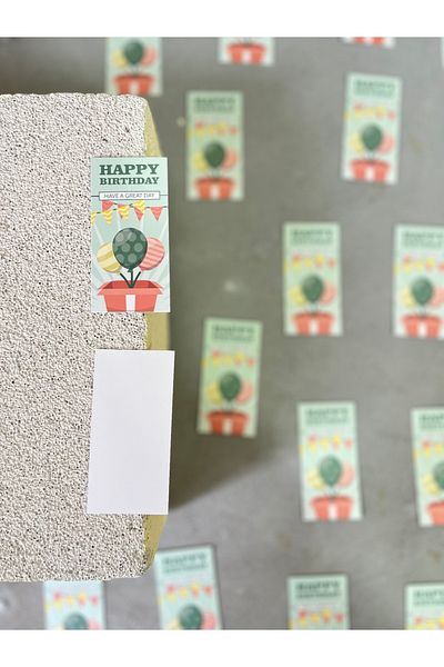 Meyofficial Happy Birthday Note Card with Green Background - 4*8cm, 20Pcs