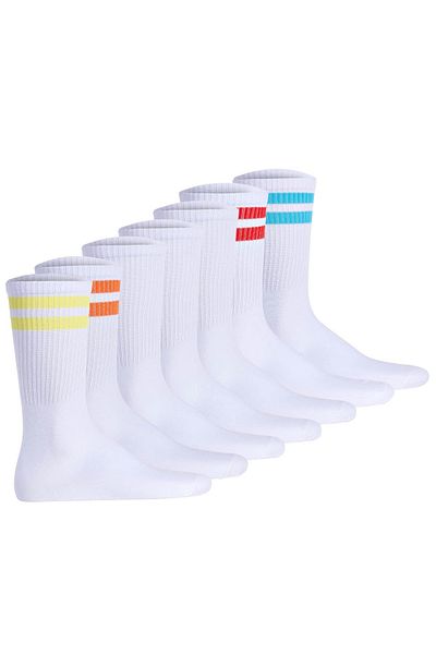 Jack & Jones JACK&JONES Herren-Tennissocken – 7er-Pack JACELI STRIPES TENNIS-Socken, Streifen, Einheitsgröße