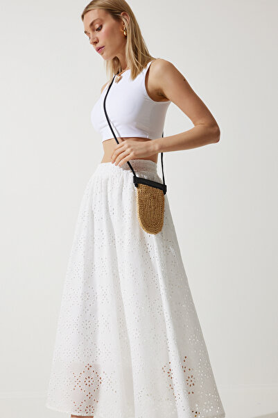 Happiness İstanbul Woman's White Scalloped Princess Skirt MC00286