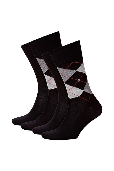 Burlington Herren-Socken für den täglichen Gebrauch – 4er-Pack, Rautenmuster, Uni, Onesize, 40–46