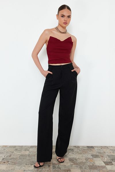 Trendyol Collection Тъкано бюстие в бордо TPRSS24BS00010