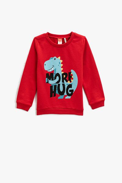 Koton Baby Boy Dinosaur Printed Sweatshirt Long Sleeve Crew Neck