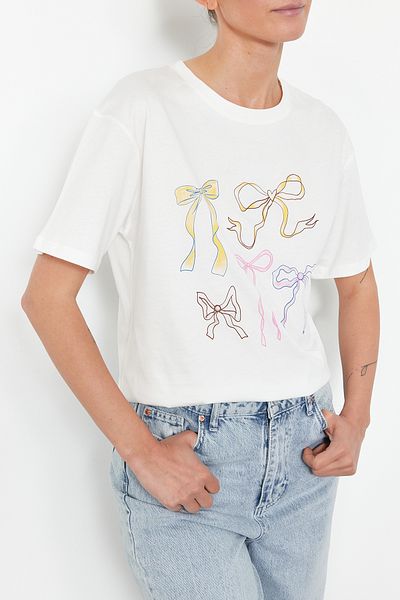 Edit by Trendyol Ecru Regular Knitted T-Shirt TEDSS24TS00040