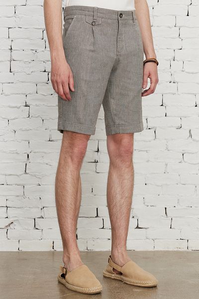 AC&Co / Altınyıldız Classics Pantaloni scurți din bumbac, maro, slim fit, slim fit, cu model diagonal, cu buzunare laterale