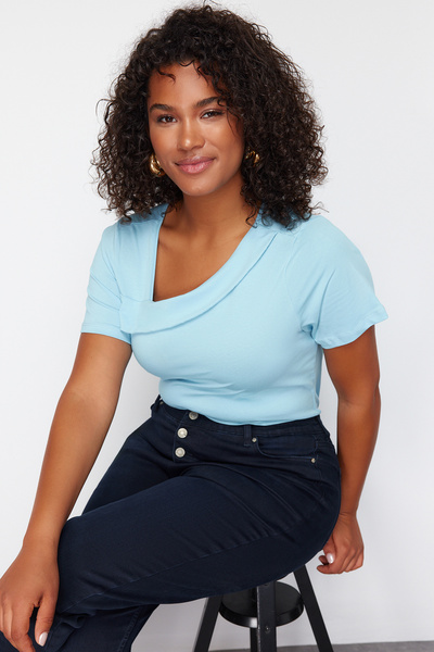 Trendyol Curve Μπλουζάκι Πλεκτό Μονό Ζέρσεϊ Μπλούζα TBBSS24AF00077