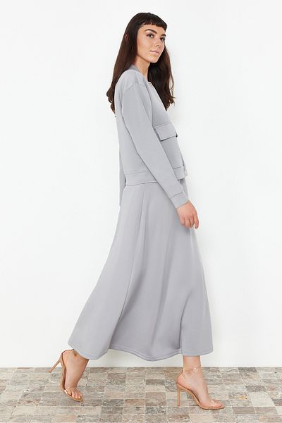 Trendyol Modest Pohodlný sukně šedý oblek Bomber Jacket - TCTSS24US00048