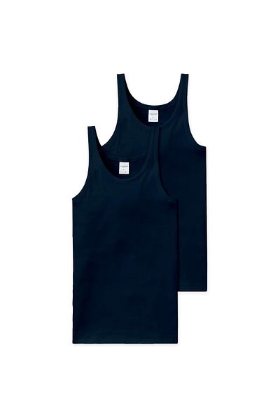 Schiesser Herren Unterhemd 2er Pack - ärmellos, Cotton Essentials, Feinripp