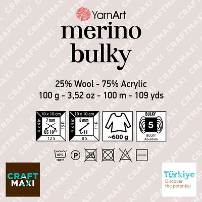 Yarnart Merino Bulky - Πλεκτό Χέρι Νήμα Σμαραγδένιο Πράσινο-590