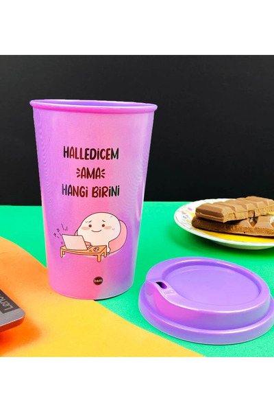 hediyeofisi Plastic Coffee Cup - With Motto Design