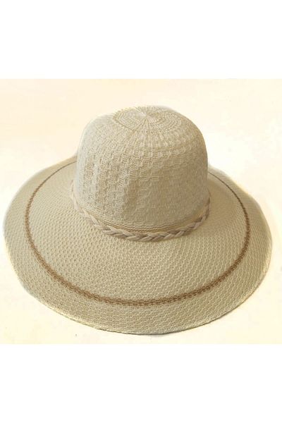 Betülce Straw Hat - Sun Protection, Cool Hat with Two Colors and Knit Detail