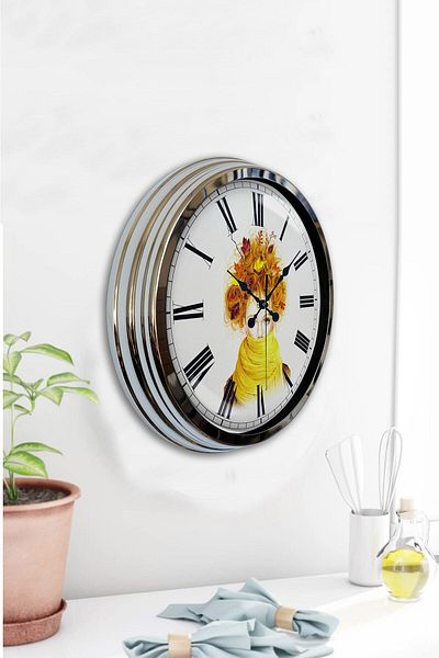 Kasva Concept Gift 40 cm Chrome Metal Artistic Wall Clock