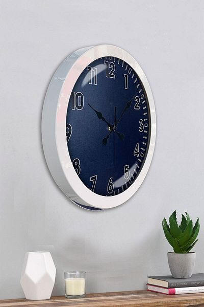 Kasva Concept Gift 36 cm White Metal Blue Wall Clock