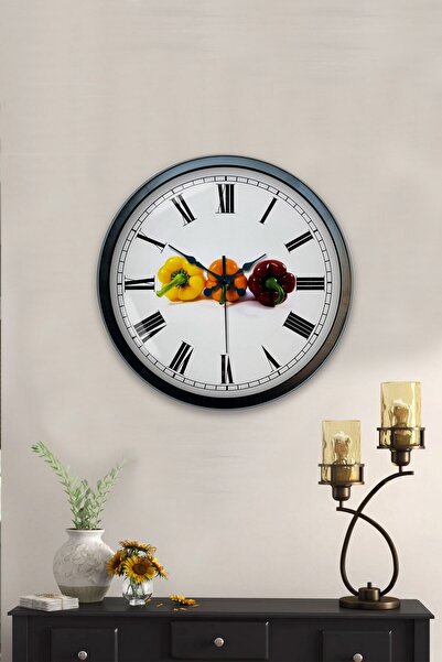 Kasva Concept هدية ساعة حائط مطبخ معدنية سوداء مقاس 40 سم