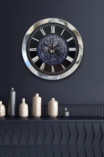Kasva Concept Gift 36 cm Chrome Metal Feather Wall Clock