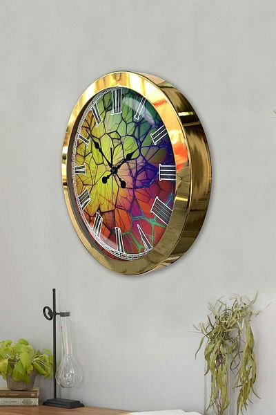 Kasva Concept Gift 36 cm Gold Metal Color World Wall Clock