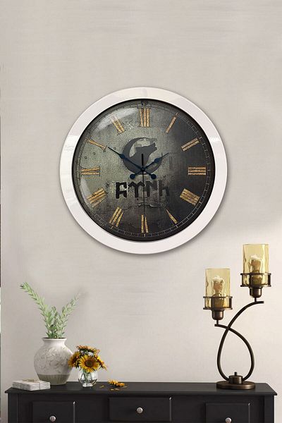 Kasva Concept Gift 36 cm White Metal Bozkurt Turkish Wall Clock