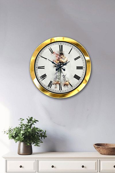 Kasva Concept Gift 36 cm Gold Metal Street Fighter Wall Clock