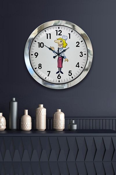Kasva Concept Gift 36 cm Chrome Metal Kitchen Wall Clock