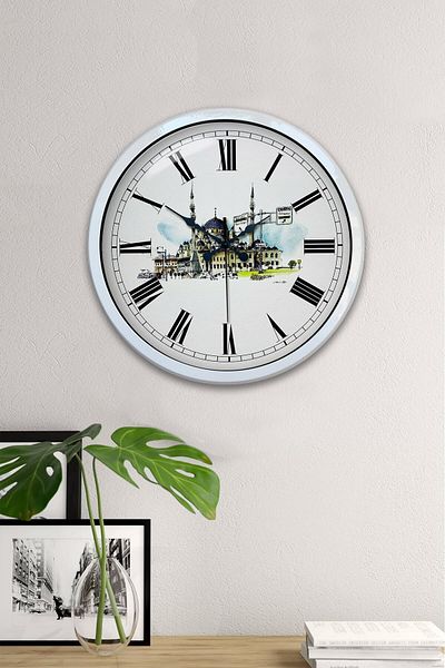 Kasva Concept Gift 40 Cm White Metal New Mosque Wall Clock