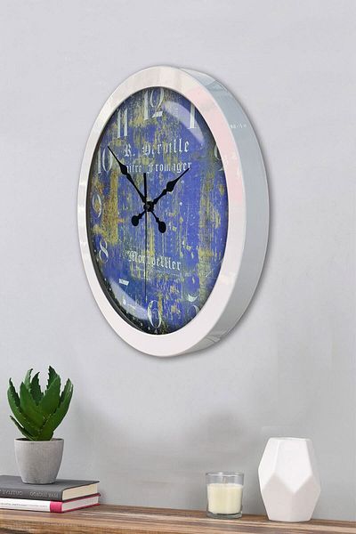 Kasva Concept Gift 36 cm White Metal Schengen Wall Clock