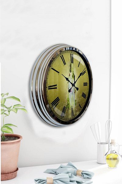 Kasva Concept Gift 40 cm Chrome Metal Bottle Wall Clock