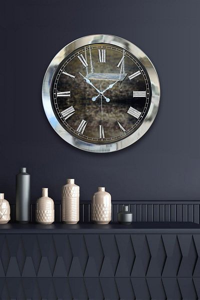 Kasva Concept Gift 36 cm Chrome Metal Vintage Wall Clock
