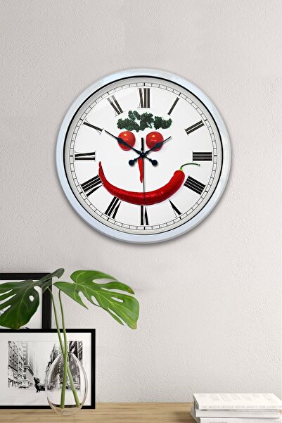 Kasva Concept هدية ساعة حائط مطبخ معدنية بيضاء مقاس 40 سم