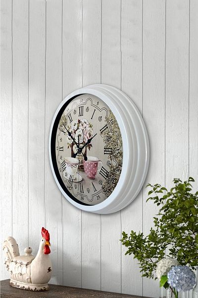 Kasva Concept Gift 40 cm White Metal Coffee Wall Clock
