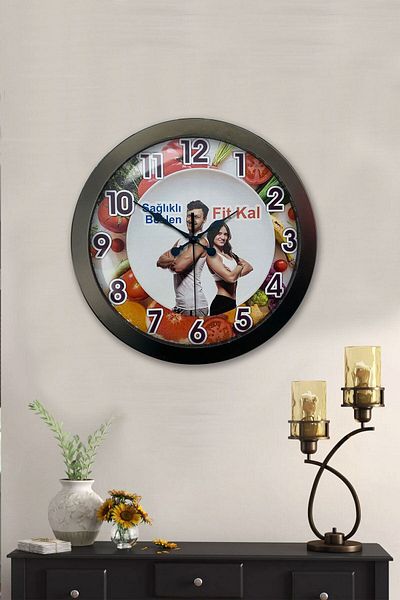 Kasva Concept Gift 36 cm Black Metal Dietician Wall Clock
