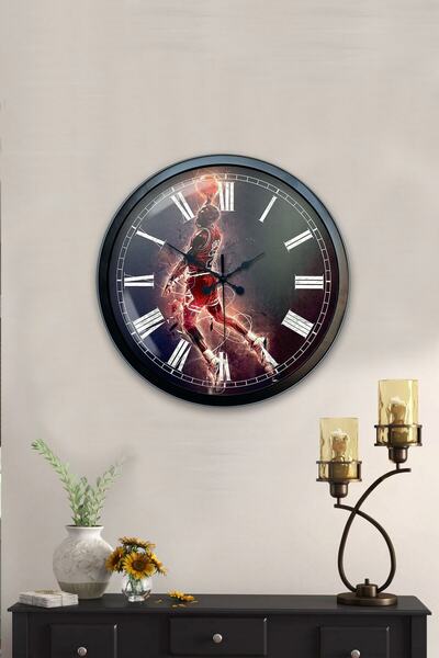 Kasva Concept ساعة حائط بأرقام معدنية سوداء مقاس 40 سم