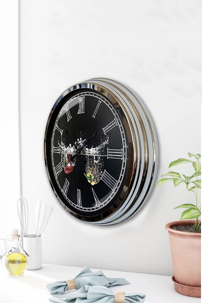Kasva Concept 40 cm Chrome Metal Kitchen Wall Clock