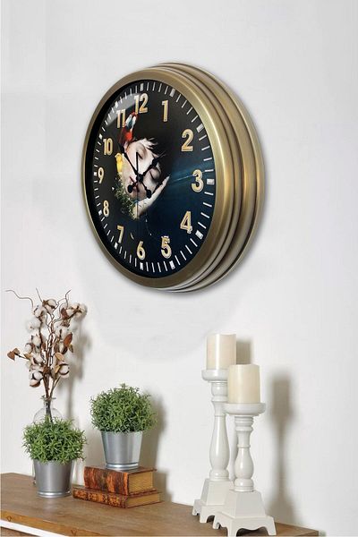 Kasva Concept Gift 40 cm Antique Metal Decorative Wall Clock