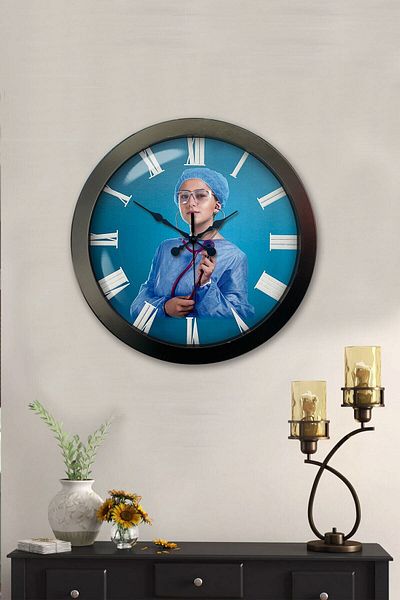 Kasva Concept Gift 36 cm Black Metal Nurse Wall Clock