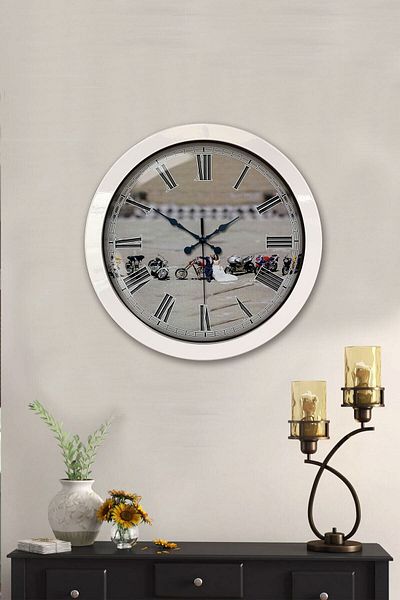 Kasva Concept Cadou 36 Cm Ceas de Perete Mireasa Mire Metal Alb