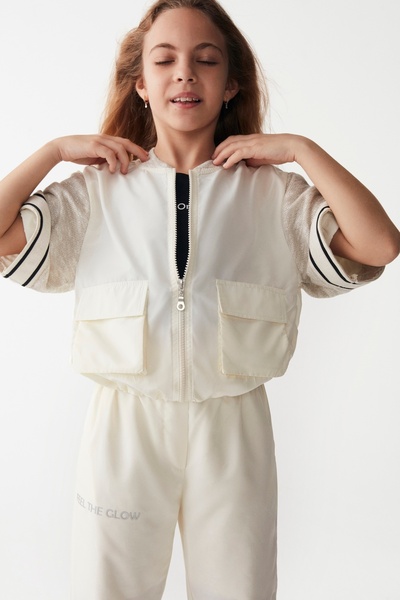 nk kids 56303 Cream Glow Pants - Girl