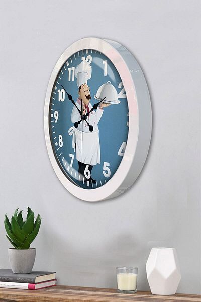 Kasva Concept Gift 36 cm White Metal Kitchen Wall Clock