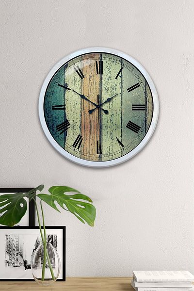 Kasva Concept 40 cm White Metal Roman Antique Wall Clock
