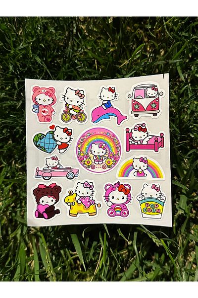 hdsticker 78 bucăți Hello Kitty Mini Cute Tablet - Set de autocolante pentru laptop