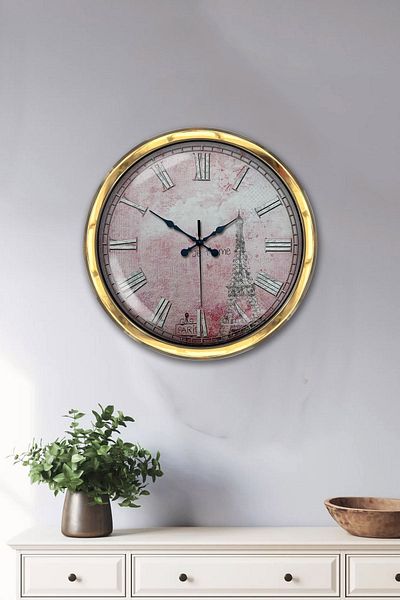 Kasva Concept Gift 40 cm Gold Metal Paris Wall Clock