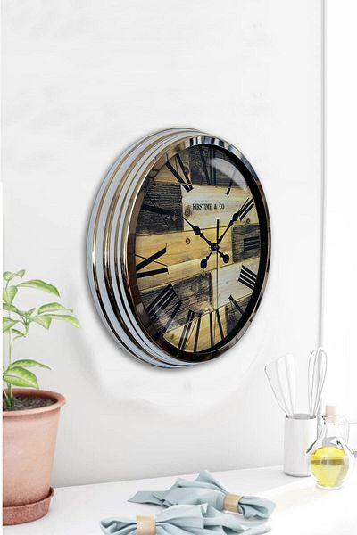 Kasva Concept Gift 40 cm Chrome Metal Firstime Wall Clock