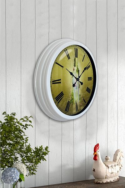 Kasva Concept Cadou 40 Cm Ceas de Perete Sticla Metal Alb
