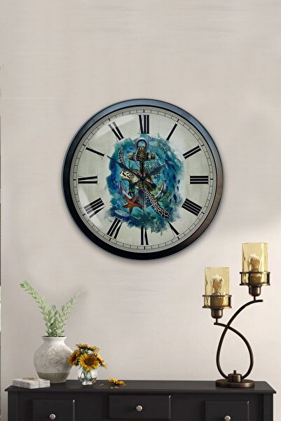 Kasva Concept ساعة حائط معدنية سوداء عتيقة مقاس 40 سم