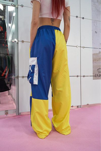 Touz Moda Pantaloni de sport unisex oversize galbeni Streetwear