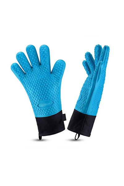 Zürih Ticaret Silikon Eldiven - 1 Çift - Isıya Dayanıklı - Su Geçirmez - Mavi...